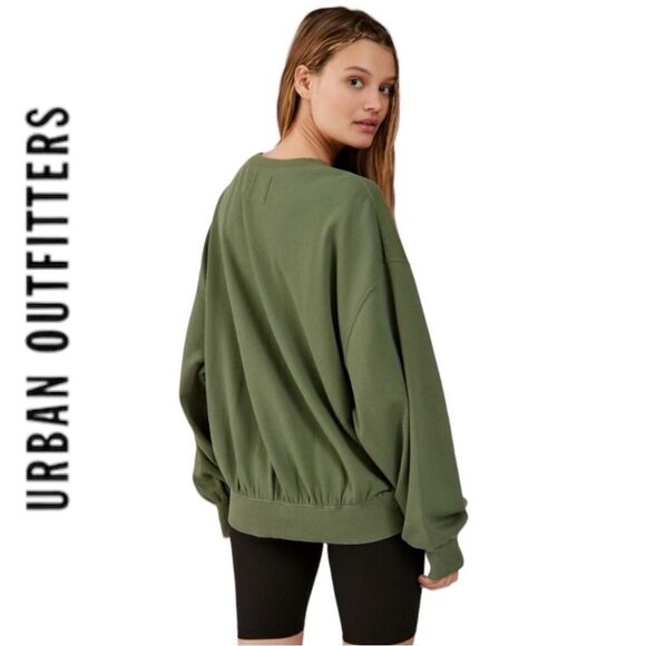 NEW BDG Urban Outfitters UO Crest Embroidered Green Pullover Sweatshirt L - Picture 3 of 4